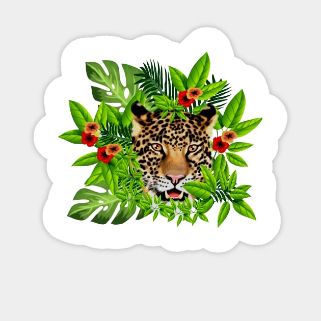 Leopard Face Tropical Sticker by logiamerch